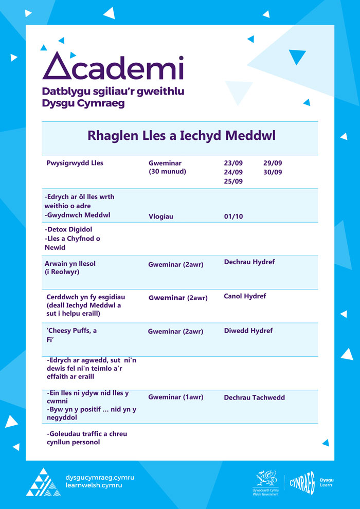 Rhaglen Lles a Iechyd Meddwl